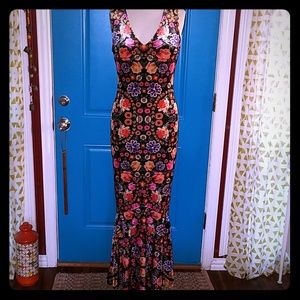 Velvet trumpet dress, back zip